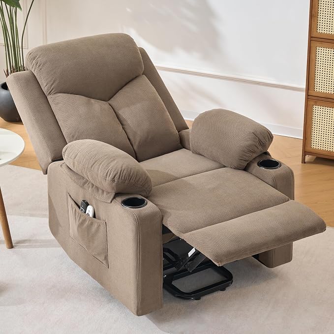Power Lift Recliner Chair for Elderly with Massage, Electric Lift Chair with Remote, Cup Holders,USB & Type-C Ports for Living Room, L9913 (Coffee)
