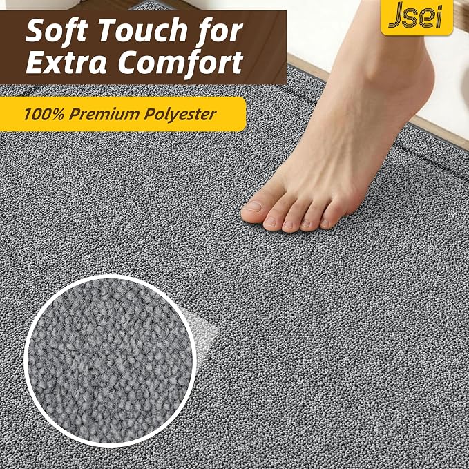 JSEI Non-Slip Stair Landing Rug Mat, 1-Pack 30" X 30", Light Grey | Edging Stair Treads Corner Indoor Stair Runners for Wooden Steps for Kids and Dogs, 100% Polyester, TPE Backing