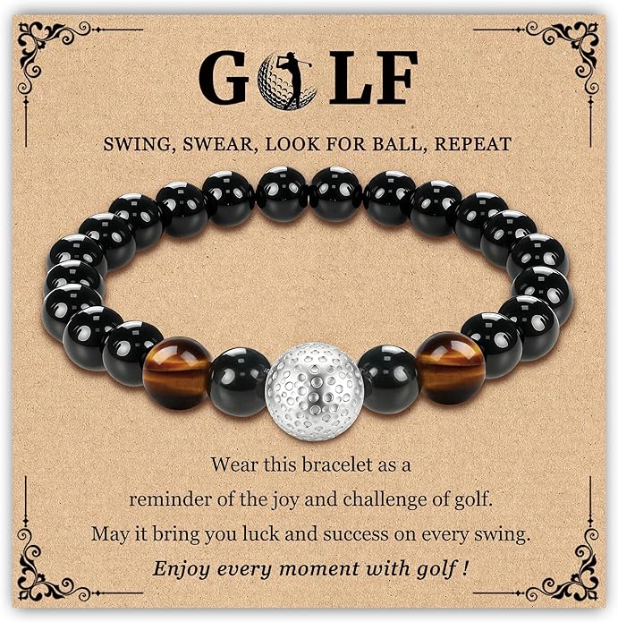 PEALICIOUS Soccer Gifts for Boys Sport Jewelry for Son and Dad | Golf Gifts for Golfers with Natural Stone, Hockey Baseball Bracelet for Boys, Men Soccer Golf Stuff for Team Hockey Bracelet