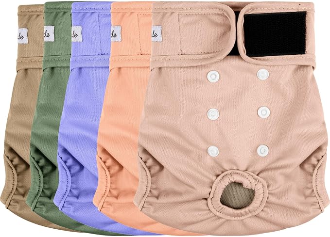 Female Dog Diapers 5Pcs - Premium Reusable Diapers for Doggie in Heat - Highly Absorbent Dog Diapers Female for Pet Incontinence with Adjustable Snaps,XL