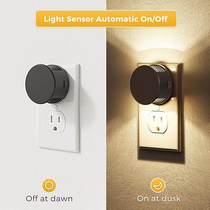 L LOHAS LED Night Lights Plug into Wall,[2-Pack] Plug in Night Light with Dusk to Dawn Sensor,Brightness Adjustable,3000K Warm White,Dimmable Nightlight for Adults Hallway Bathroom