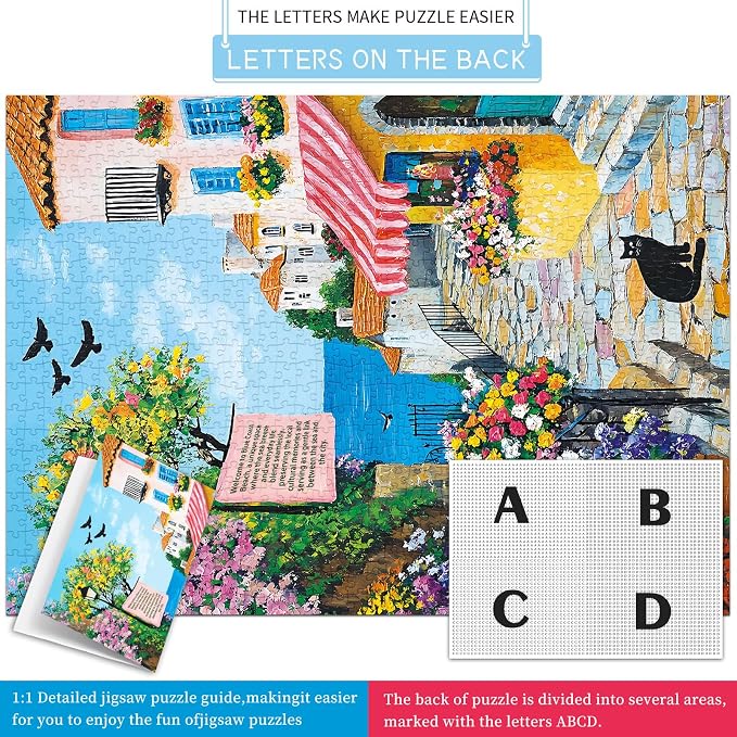 Puzzles for Adults 1000 Pieces,Charming Coastal Path Jigsaw Puzzle with 1:1 HD Poster, Perfect Interlocking No Dust, Stress Relief Ideal Gift for Family Games