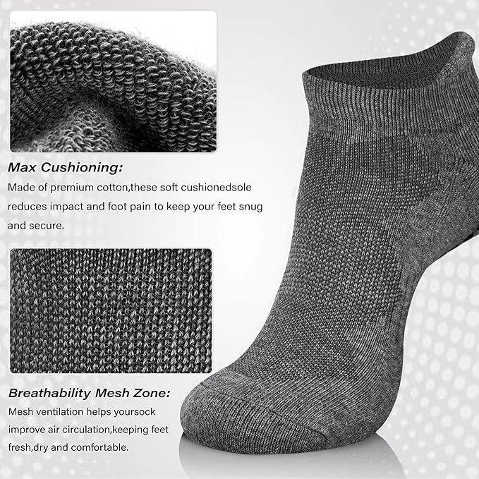 Hylaea Unisex Non Slip Socks with Grip for Yoga, Hospital, Pilates, Barre | Ankle, Cushioned