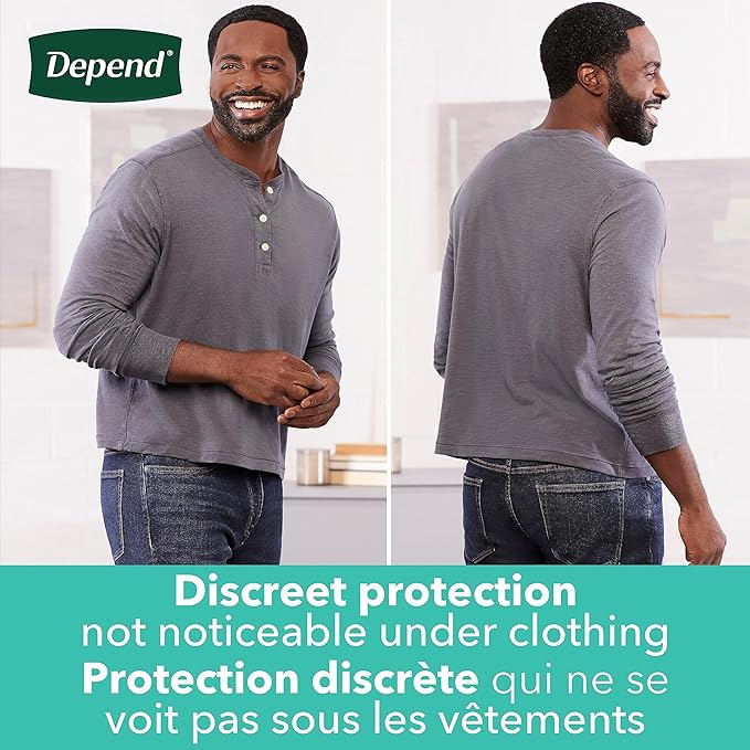 Depend FIT-Flex Incontinence Underwear for Men, Maximum Absorbency, Disposable, Extra-Large, Grey, 15 Count (Pack of 4)