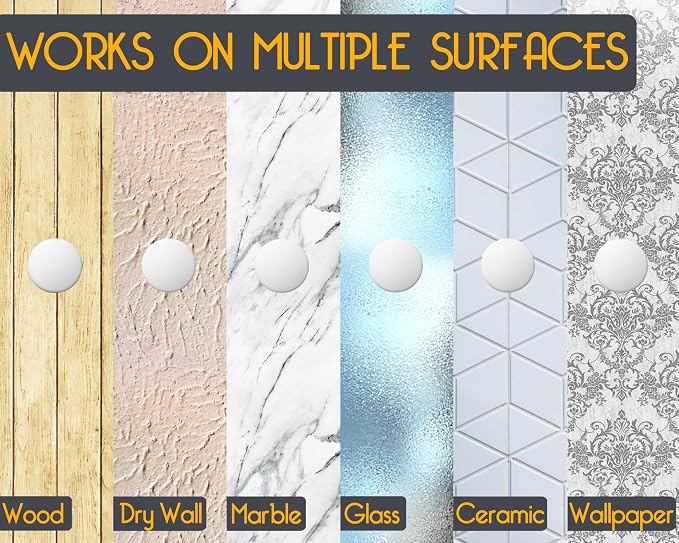 Door Stoppers - Medium 2" (6 Pack) - Door Stoppers for Wall with Strong Back Adhesive - Quiet and Shock Absorbent Silicone Wall Protectors from Door Knobs - Protects Every Surface - White