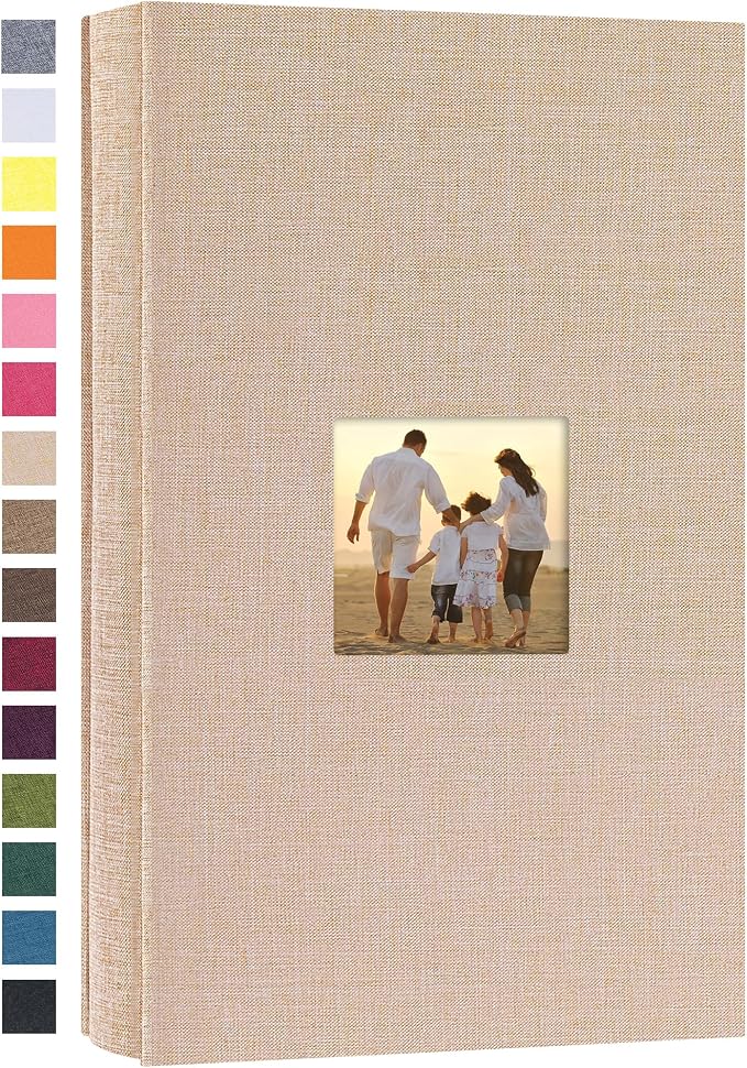 potricher Small Photo Album 4x6 300 Photos Linen Cover Picture Photo Book for Family Wedding Anniversary Baby Vacation (Beige,300 Pockets)