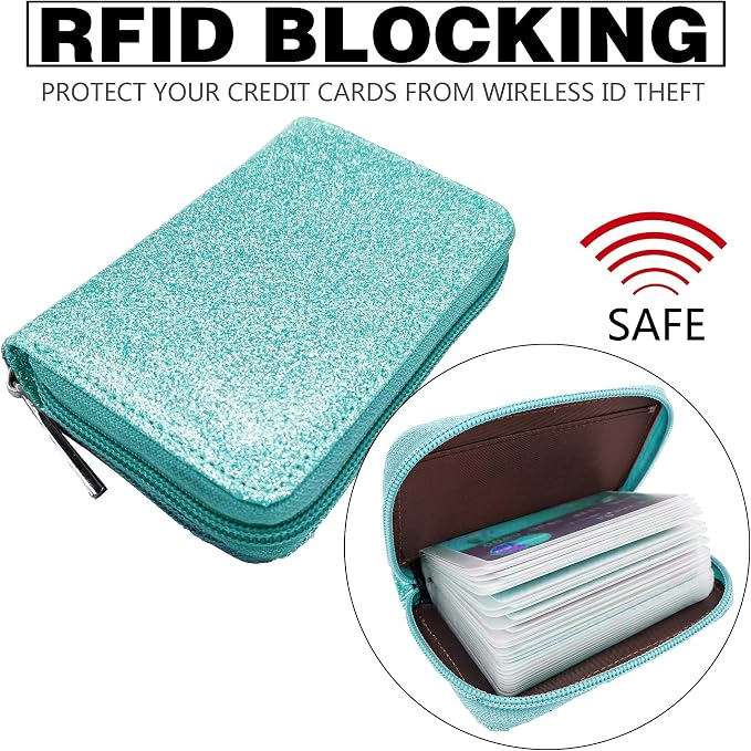 Easyoulife Genuine Leather Credit Card Holder Zipper Wallet With 26 Card Slots