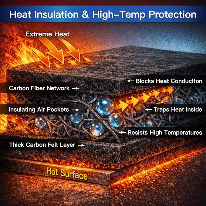 Fireproof Welding Blanket - 4x6 Feet, Matska Carbon Felt Soldering Mat & Pad, ASTM D6413 Certified 5mm Flame Retardant Fabric, Heat Shield for Brazing, Automotive Repair, Grill & Smoker, Black
