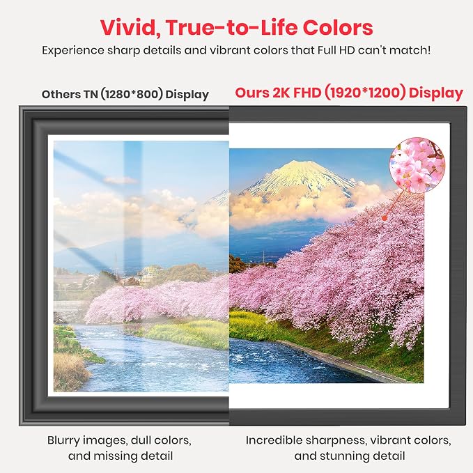 Frameo 2K 64GB Digital Picture Frame WiFi 10.1" Electronic Photo Frame FHD 1920 x 1200 IPS Touch Screen Share Moments Remotely Anywhere Photo Gifts for Mother Dad Grandparents Christmas
