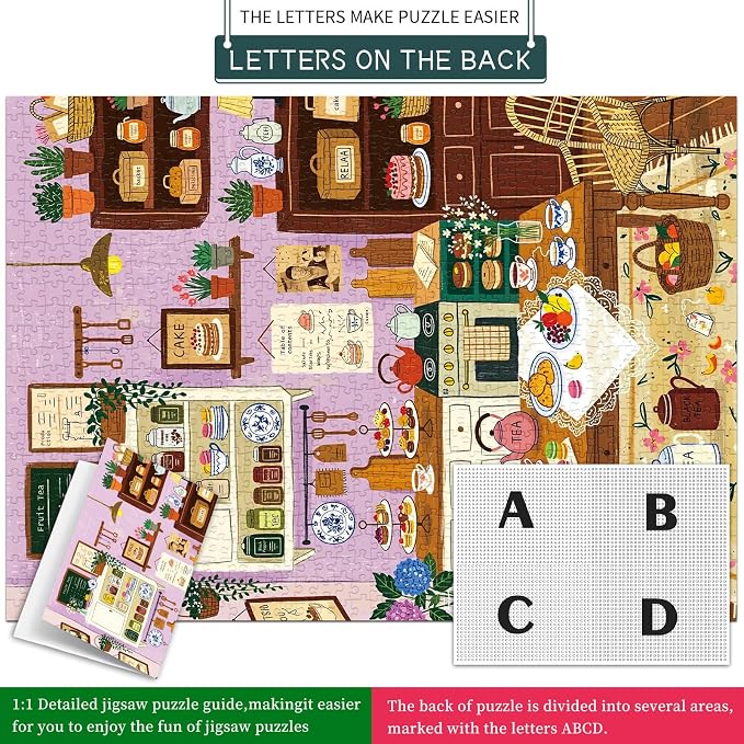 1000 Piece Jigsaw Puzzles for Adults, Kitchen Puzzle with 1:1 HD Poster, Precise Interlocking, Letter Markings on Back, Dust-Free, Stress Relief & Ideal Family Game Gift