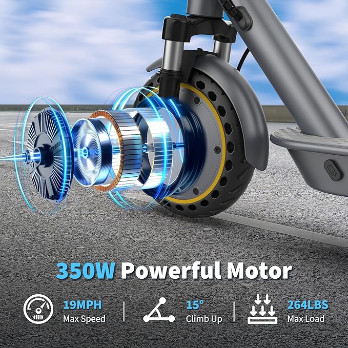 Electric Scooter, 10"/8.5" Solid Tire, 500W/350W Powerful Motor & 19/22 MPH Top Speed, 28/25/22/16 Miles Long Range, Folding E Scooter with Dual Braking for Teens and Adults
