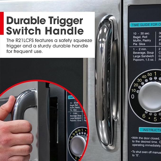 Sharp R-21LCFS Medium-Duty Commercial Microwave Oven with Dial Timer, Stainless Steel, 1000-Watts, 120-Volts