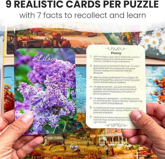 QUOKKA 100 Pieces Dementia Puzzles for Elderly - 3SET Large Piece Puzzles for Seniors - 9 Memory Flashcards with Facts I 25 Discussion Prompts per Puzzle - Alzheimer's Activities Products for Elderly