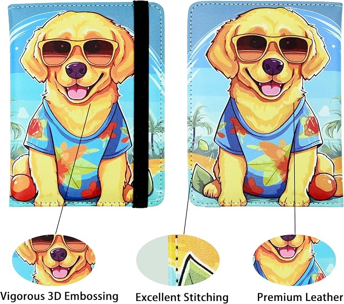 Dog Passport Holder for Women and Men PU Leather Passport Cover for Travel