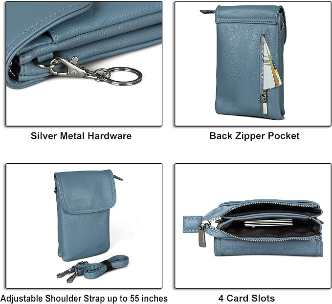 befen Genuine Leather Small Crossbody Bags for Women Cell Phone Travel Bag | Soft Real Leather, Adjustable Shoulder Strap, Card Slots, Compact Size, Daily Travel Shopping Outing Use, Phone Purse