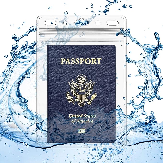 Claev Fast Seal Vertical 4x6 Passport & Card Holders (4x6 Extra Large (XXL), 50 Pack), Clear Waterproof ID Plastic Name Card Badge Holders for Travel, Conferences, Conventions | Bulk clear waterproof ID badge holders, fits 4 x 6 insert cards with fast ...