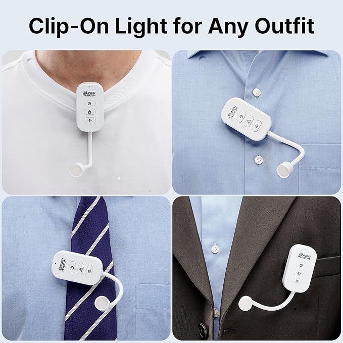 Clip-On Light for Clothes with Portable Case – Book Light, USB Rechargeable LED Lamp for Reading in Bed, Eye-Friendly 3 Color Modes, 3-Level Dimming
