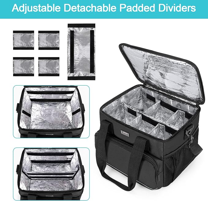 Trunab Insulated Medical Bag with Dividers, Medicine Pouch, Black | Empty Bag for Custom Setup, Ideal for Home, Travel and Camping