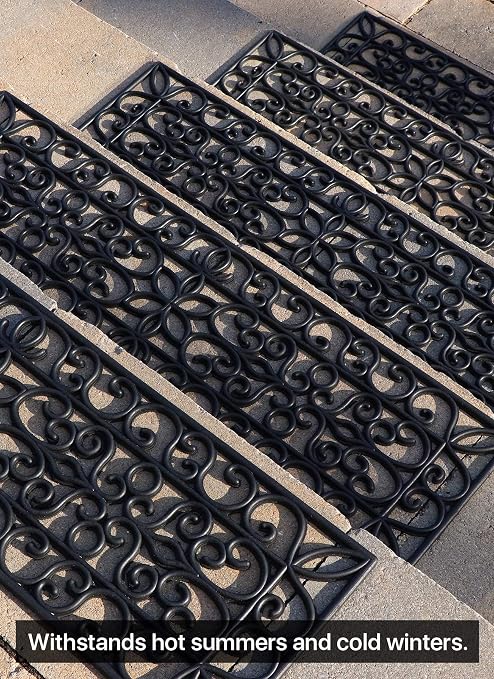 FINEHOUS Rubber Stair Treads Non-Slip Outdoor 35”x10” (5-Pack) – Anti-Slip Step Mat