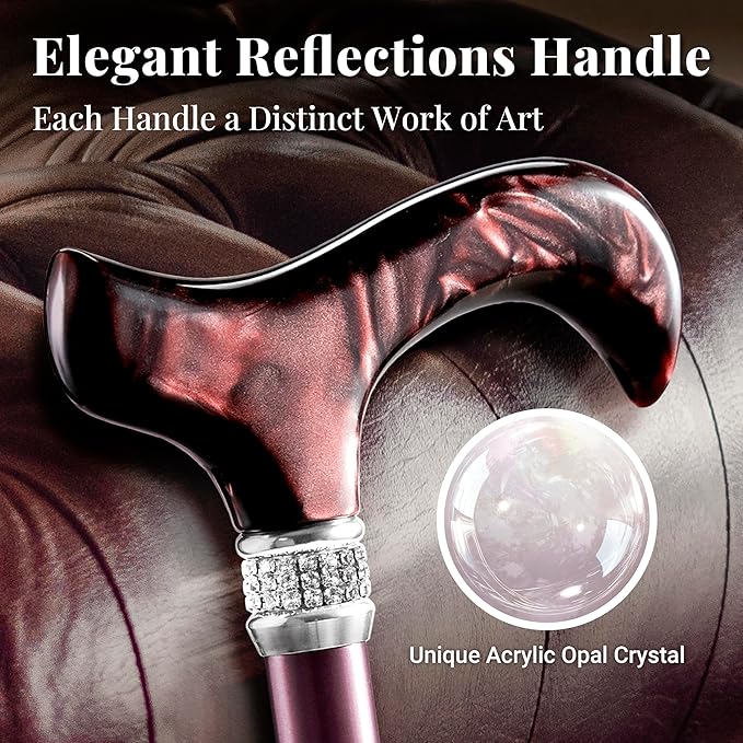 [Combo] Merry Sticks Lightweight Foldable Walking Canes for Women and Men, Adjustable & Collapsible Walking Stick for Seniors, Includes A Cane Bag & A Smart Reflective Cane Holder