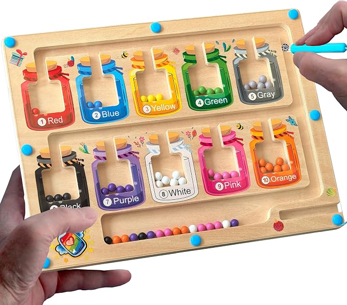 Alzheimers Products for Elderly, Dementia Activities for Seniors, Memory Care Magnetic Color & Number Matching Games for People with Parkinsons, Fidget Toys Sensory Cognitive Gift Maze Board