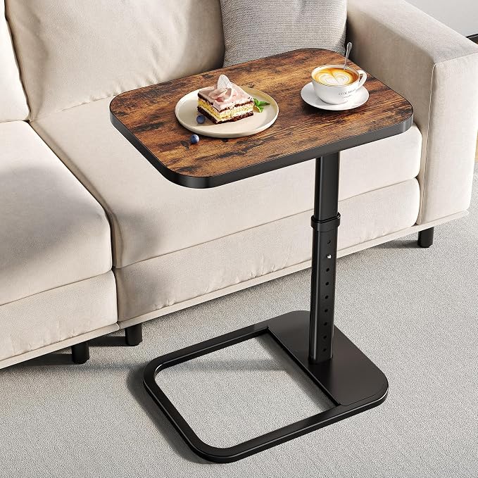 Adjustable Height TV Tray Table for Couch, Flip-Top Design | 19"-30" Height Range, 9-Position Lock System, Rounded Corners, Laptop Table, Snack Table, For Living Room & Bedroom