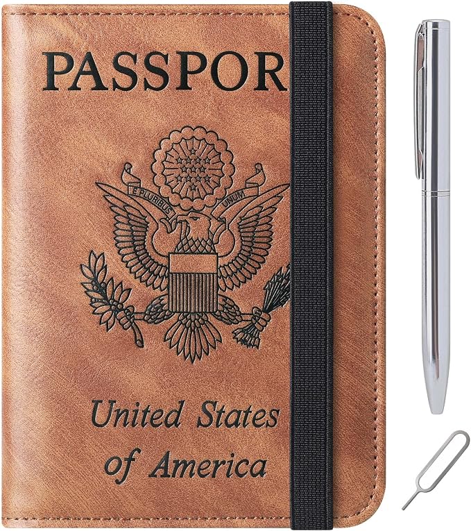 LOHASLIFE Passport Holder for Travel Essentials, Passport Cover Wallet | Leather Rfid Blocking Card Case, Travel Accessories, Vacation Luggage Must Haves, for Men Women