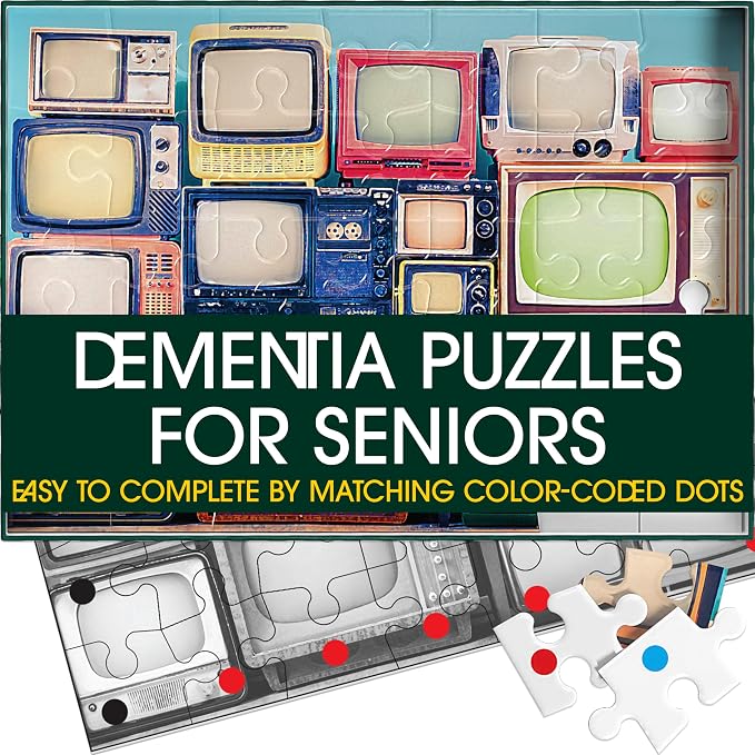 Keeping Busy Broadcasting Dementia Puzzles Activities for Seniors | Alzheimer Products for Elderly Patients | Fun Memory Game Toy & Cognitive Brain for Senior Citizens w/Memory Loss or Alzheimers 35PC