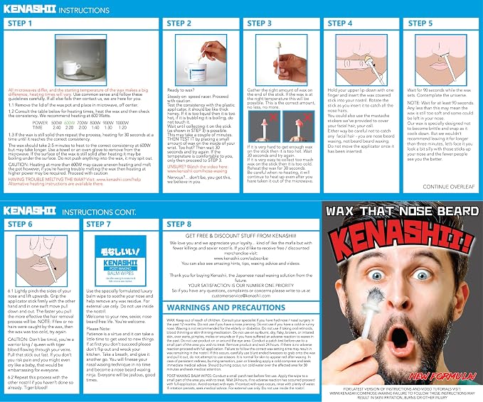 KENASHII Nose Wax Kit | 100 g Wax, 24 Applicators | The Original & Best Nose and Ear Hair Removal Kit from Kenashii | Nasal Waxing For Men and Women | Includes Balm Wipes, Mustache Guards, Storage Bag
