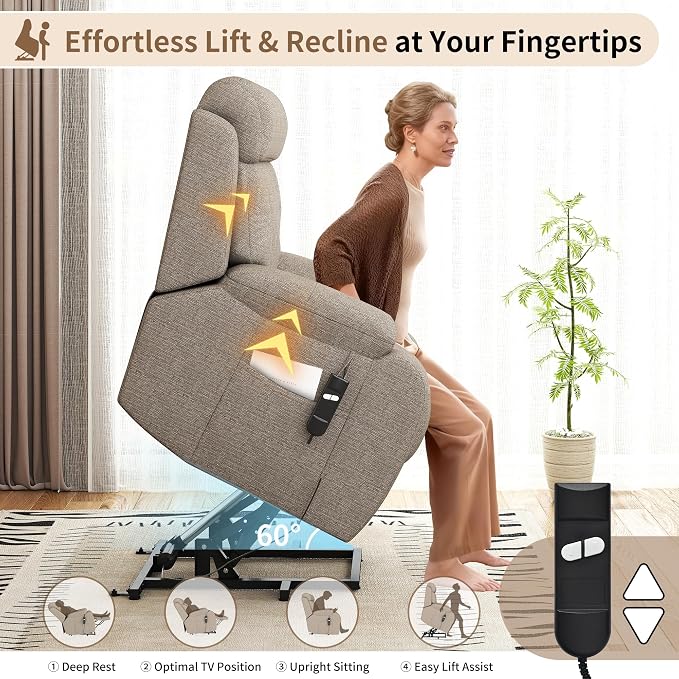 Power Lift Recliner Chair for Elderly with Remote Control - Heavy Duty 330 lbs Snowflake Velvet Fabric, Compact Electric Lift Chair for Seniors Small Spaces Living Room Bedroom