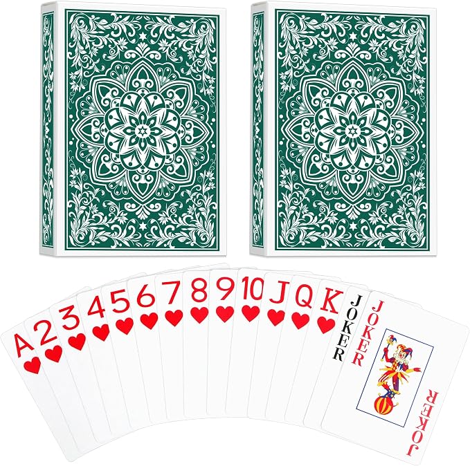 Playing Cards, Deck of Cards, Poker Cards, Jumbo Poker Size Large Print Playing Cards for Adults Seniors, Card Games for Family Game Night Table Games Magic Casino Theme Party (Green)