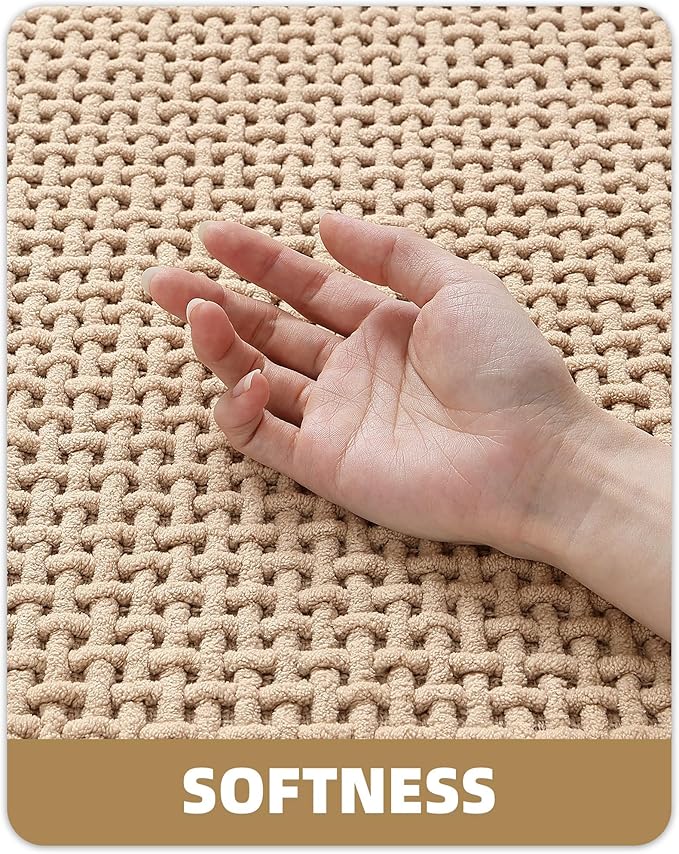 Color&Geometry Chenille Toilet Rugs U Shaped Washable, Absorbent, Stain Resistant, Non Slip, Quick Dry, 20"x24" Khaki Toilet Mat for Bathroom Contour Bath Rugs for Toilet Base, Standard-Sized