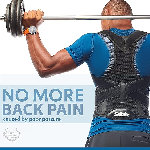 Selbite Posture Corrector for Men and Women - Back Brace for Upper and Lower Body Support - Adjustable Straightener with Pain Relief and Muscle Memory (Medium)