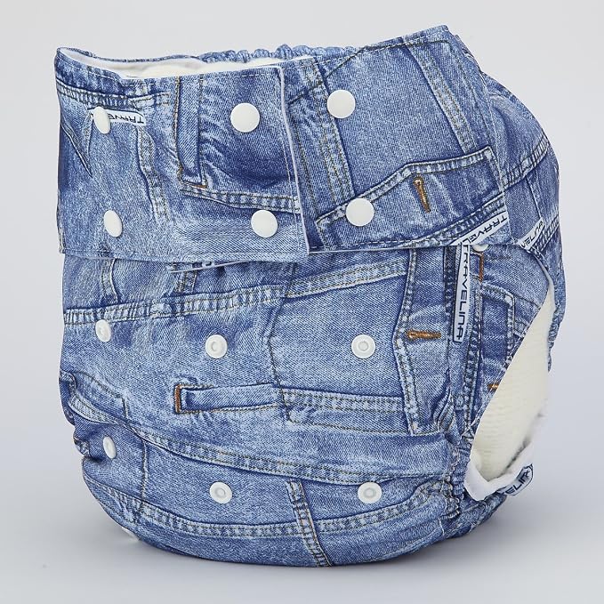 Teen Adult Cloth Diaper Nappy Reusable Washable for Disability Incontinence (Jeans)