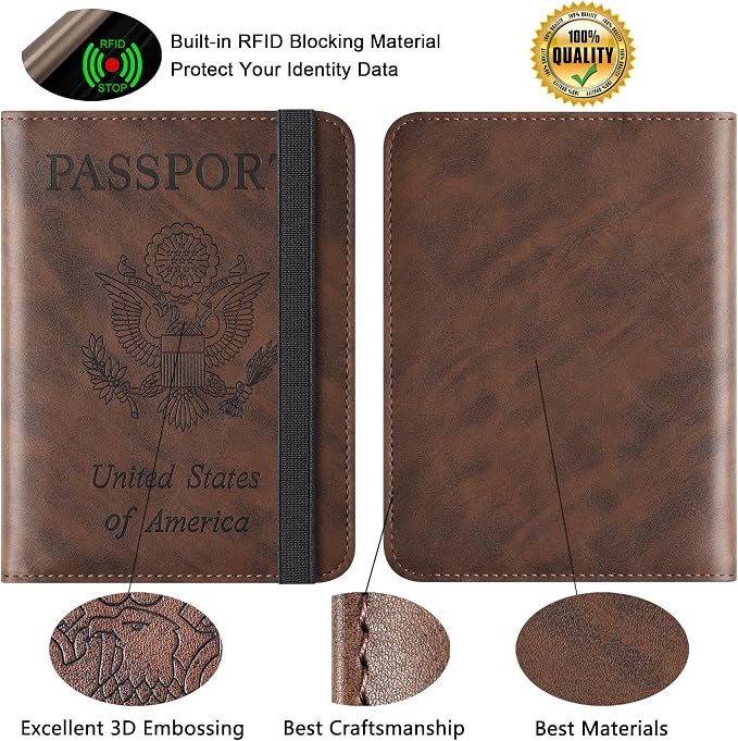 Passport Holder for Travel Essentials, RFID Passport Cover | Rfid Blocking Wallet, Synthetic Leather Case, Vacation Travel Accessories, For Women Men