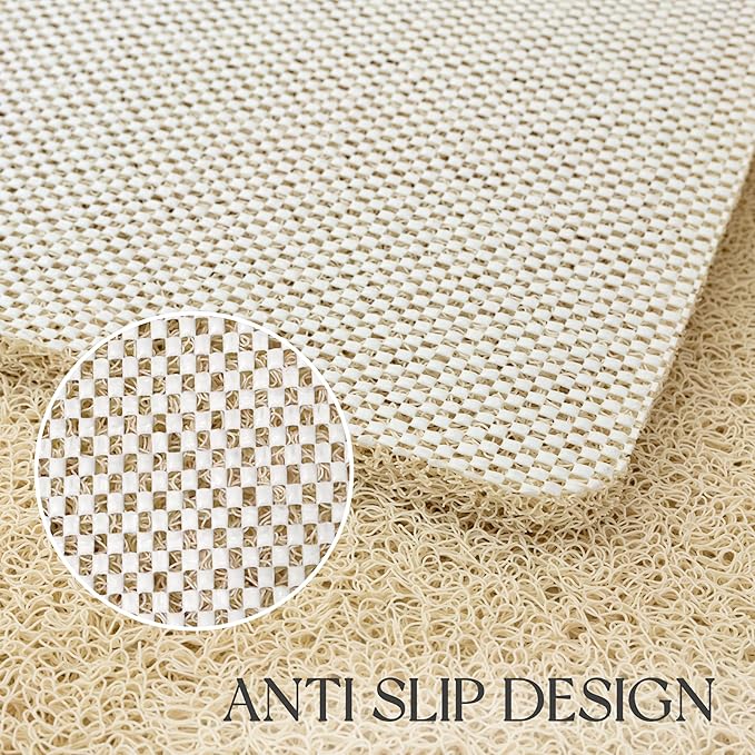 Bathtub Mat Non Slip, 32x20 Inch Shower Mats for Inside Shower, PVC Loofah Bathroom Mat Quick Dry with Drain Hole, Phthalate-Free Bath Mats for Shower Bathroom Tub and Wet Areas (Beige)