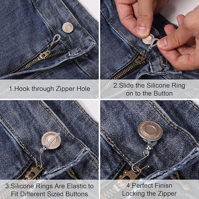 15pcs Zipper Holder, Zipper Holder Upper for Jeans Clasp Pants Up Hook Jeans Zipper Button Lock Zipper Puller Tool Keep Zipper Up on Pants Jeans Skirts