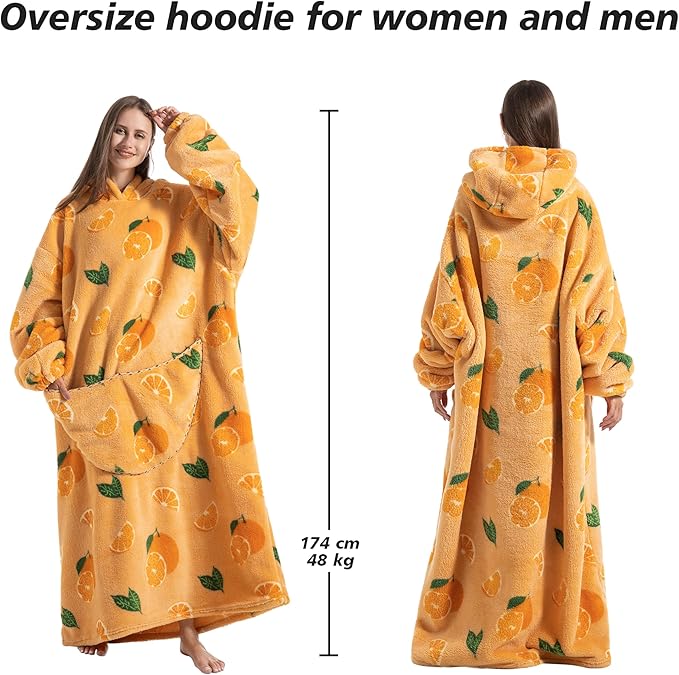 Blanket Hoodie, Long Hooded Blanket Sweatshirt as Birthday Gifts for Women Men, Long Wearable Blanket for Women Men.