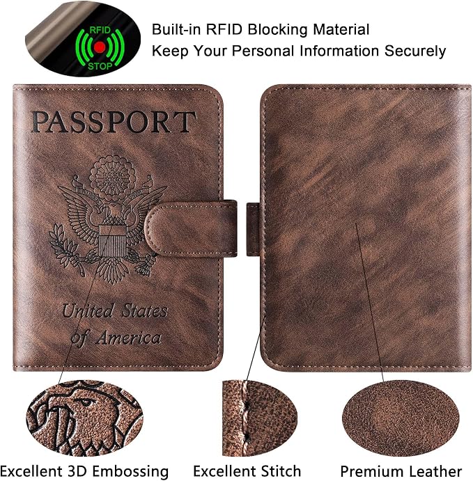 LOHASLIFE Passport Holder for Travel Essentials, Passport Cover Wallet | Leather Rfid Blocking Card Case, Travel Accessories, Vacation Luggage Must Haves, for Men Women