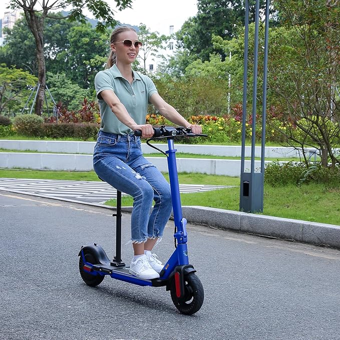 Caroma Electric Scooter with Seat Option,500/350W Motor Up to 25/20 Miles Range & 25/20 MPH Speed,9" Tires,Adjustable Electric Scooter for Adults,Foldable Commuting