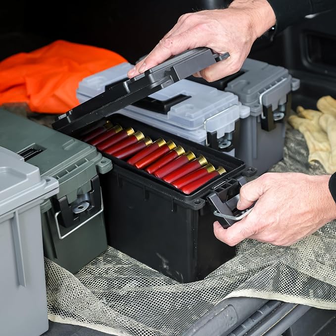 Sheffield Ammo Box Made in USA, Stackable Lockable Ammo Storage Box, Black | 2 Pack Lockable Storage Box, Water and Dust Resistant Dry Box, Secures Hunting Gear, Gun Accessories, Supplies, and Bullets