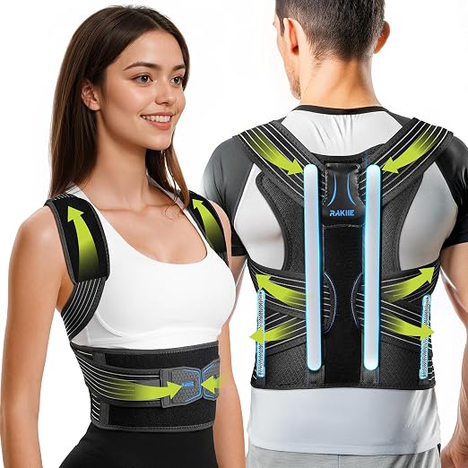 Rakiie All-round Back Belt Support for Women Men, Breathable Durable Lumbar Support Brace, Lightweight and Invisible Under Clothing, Back Support Brace for Scoliosis Hunchback, Size XL (Upper Waist: 47.2"-53.2")
