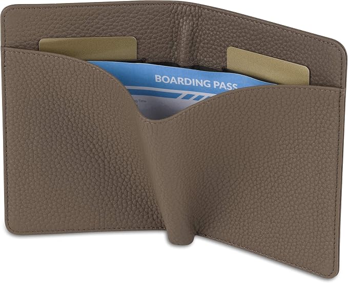 Vaultskin KENSINGTON Passport Holder for Travel, RFID Wallet (Matt Brown) | Slim genuine leather book cover, small case for men and women, inner sleeve, cards, cash, scan blocking protection, gift box