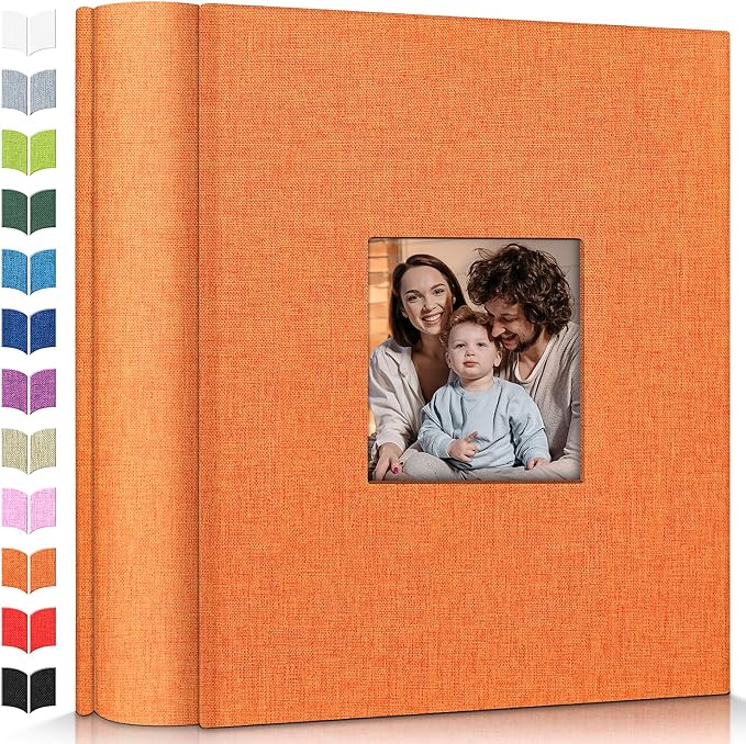 Artfeel Photo Album 4x6 with 1000 Pockets,Slip-in Picture Albums,Linen Cover Memory Book with Front Window,White Page Vertical Photo Book for Wedding,Family,Anniversare,Baby,Vacation