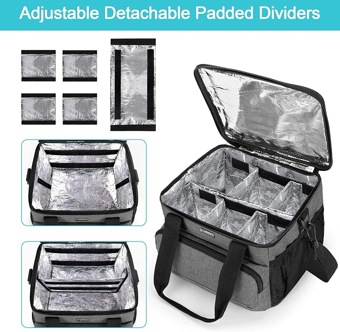 Trunab Insulated Medical Bag with Dividers, Medicine Pouch,Grey | Empty Bag for Custom Setup, Ideal for Home, Travel and Camping