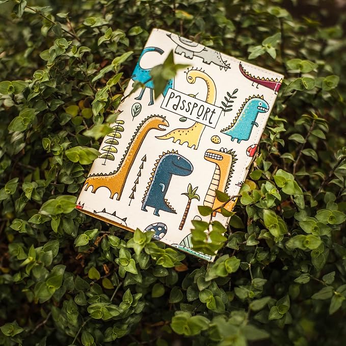 Passport Cover for Kids, Women and Men, Cute Travel Passport Holder (Dinosaur Pattern)
