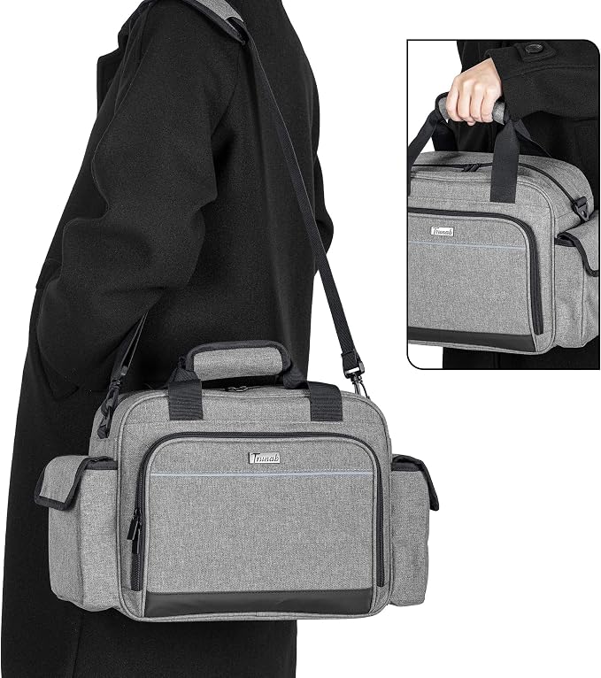 Trunab Home Health Nurse Bag Empty, Portable Medical Supplies Shoulder Bag | for Hospice, Home Visit, Hospital Interns, Grey, Bag Only
