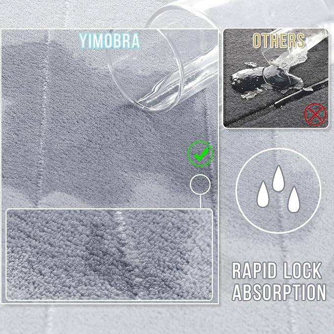 Yimobra Bathroom Runner Rugs 72"x24" Non Slip Washable Memory Foam Bath Mat, Super Soft Water Absorbent Hallway Carpet for Vanity Tub Shower, Silver