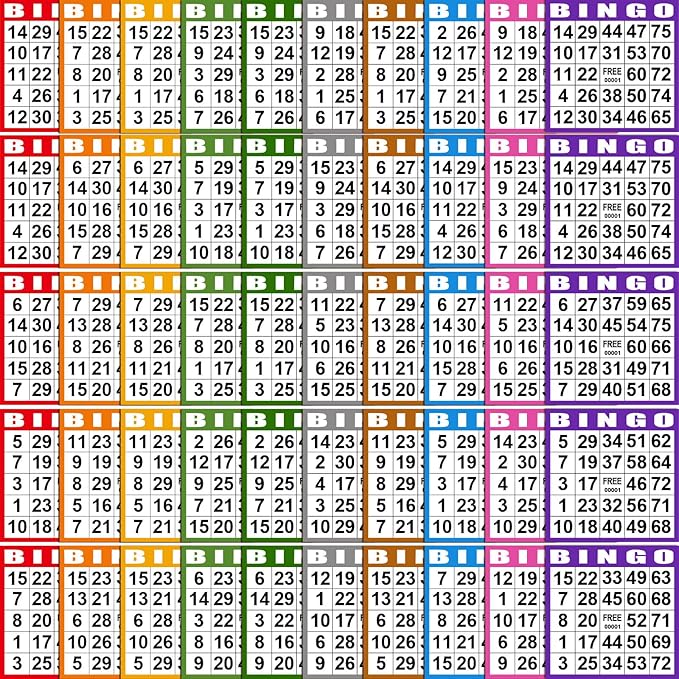 Harloon 1000 Sheets Bingo Paper Game Cards 20 Books 4"x4" Disposable Cards Suit for Family Game Nights Large Groups Activities (Multicolor)