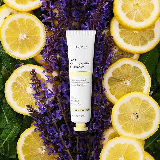 Boka Fluoride Free Toothpaste, Nano Hydroxyapatite Toothpaste, Appropriate for Sensitive Teeth - for Adult Oral Care - Lemon Lavender Flavor, 1.3 Fl Oz 2Pk